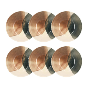 Lot de 6 assiettes creuses en grès 20cm GAIA