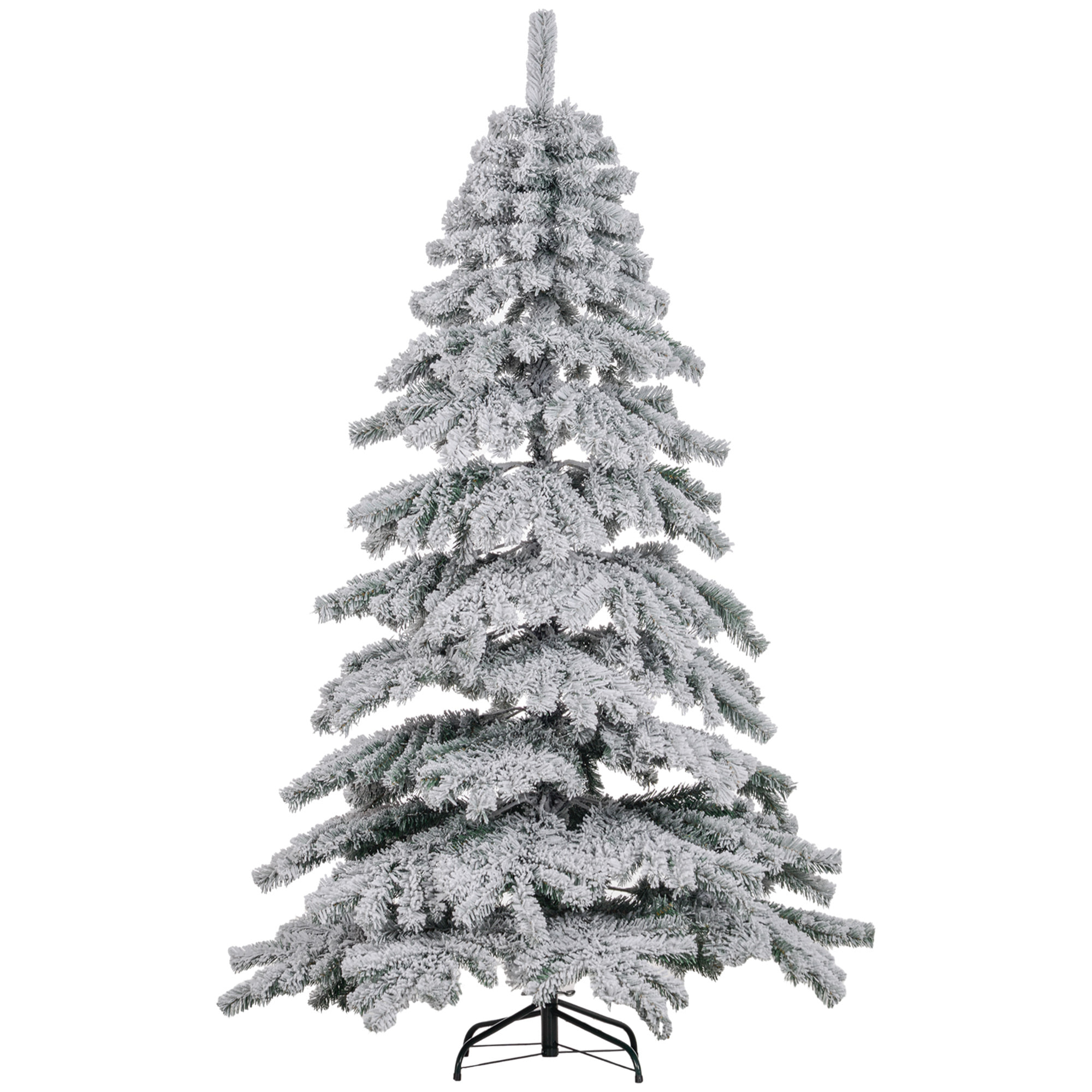 Árbol de Navidad 180 cm Árbol de Navidad Artificial Nevado con 627 Ramas y Soporte de Metal Árbol de Navideño para Salón Verde y Blanco