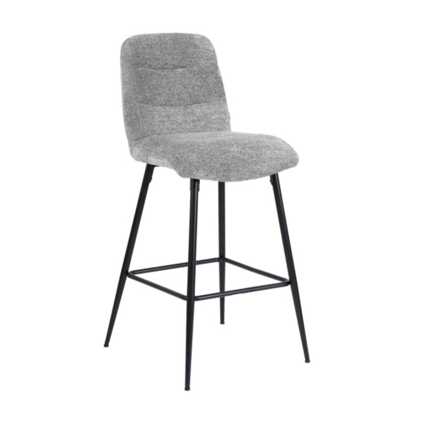 Tabouret de bar rembourré en tissu avec pied métal noir - LILA