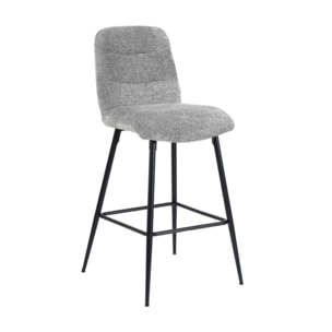 Tabouret de bar rembourré en tissu avec pied métal noir - LILA