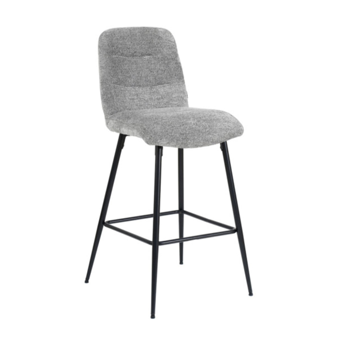 Tabouret de bar rembourré en tissu avec pied métal noir - LILA