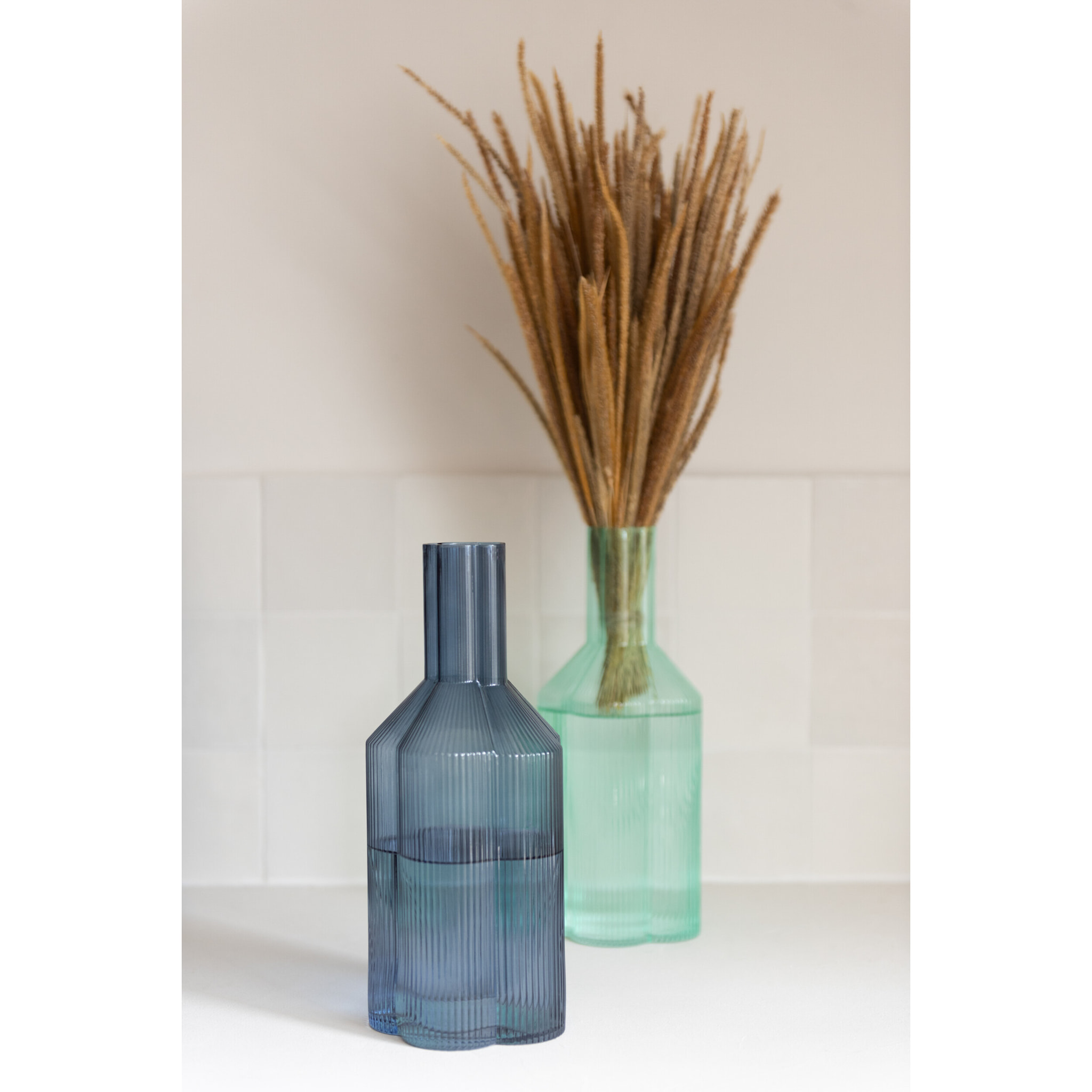 J-Line carafe Fiore - verre - bleu foncé