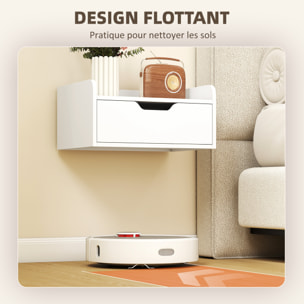 Lot de 2 chevets tables de nuit murales - tiroir coulissant, plateau - blanc