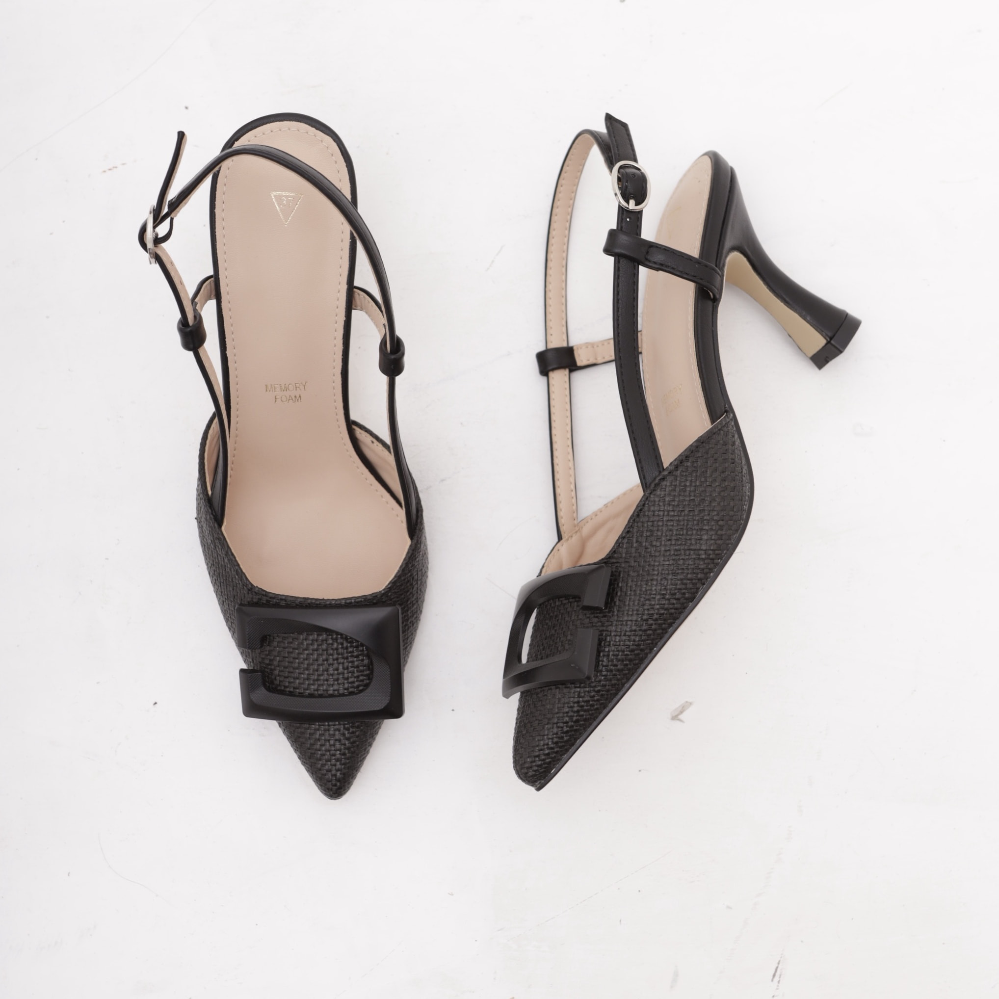 SLINGBACK CANVAS CHOCOLA' NERO