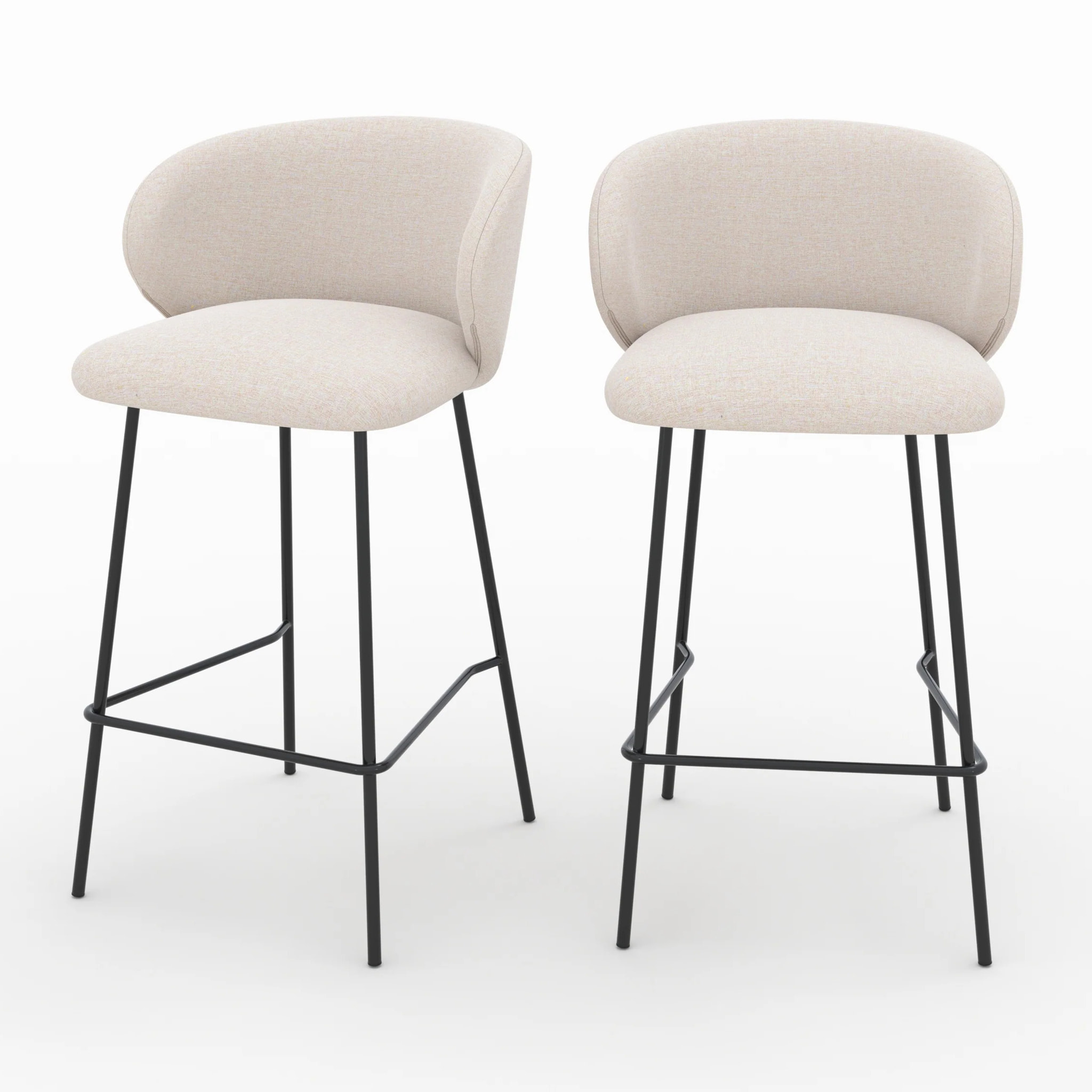 Lot de 2 chaises pour îlot central en tissu beige 68 cm - Victoria