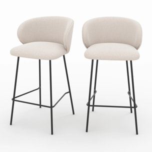 Lot de 2 chaises pour îlot central en tissu beige 68 cm - Victoria