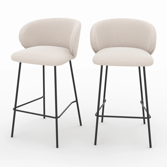 Lot de 2 chaises pour îlot central en tissu beige 68 cm - Victoria