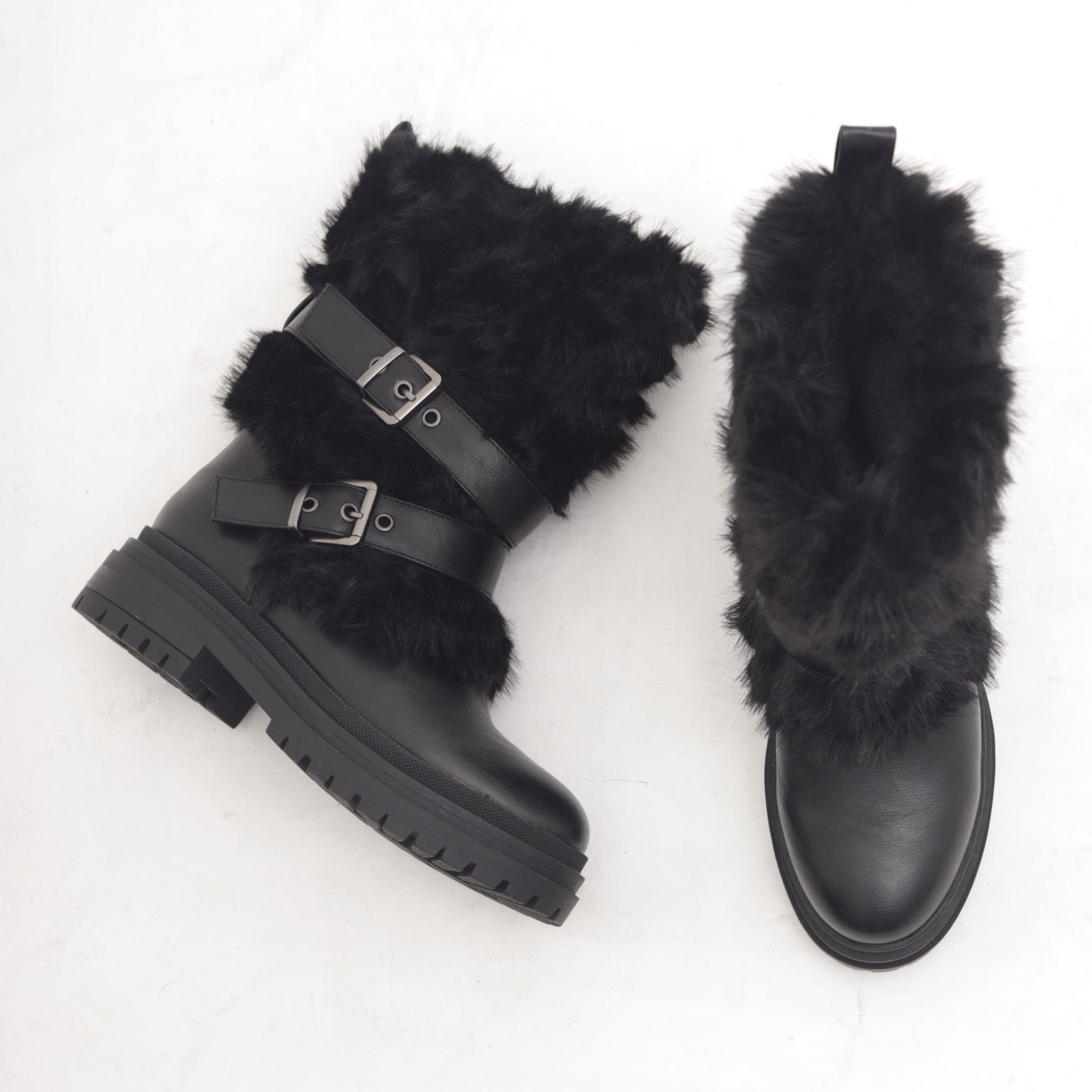 STIVALETTO FUR CINTURINI NERO