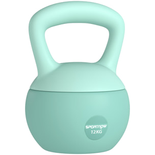 Pesa Rusa 12 kg, Soft Kettlebell Relleno de Arena Metálica y Mango Antideslizante, para Entrenamiento Culturismo en Casa, Gimnasio, Verde