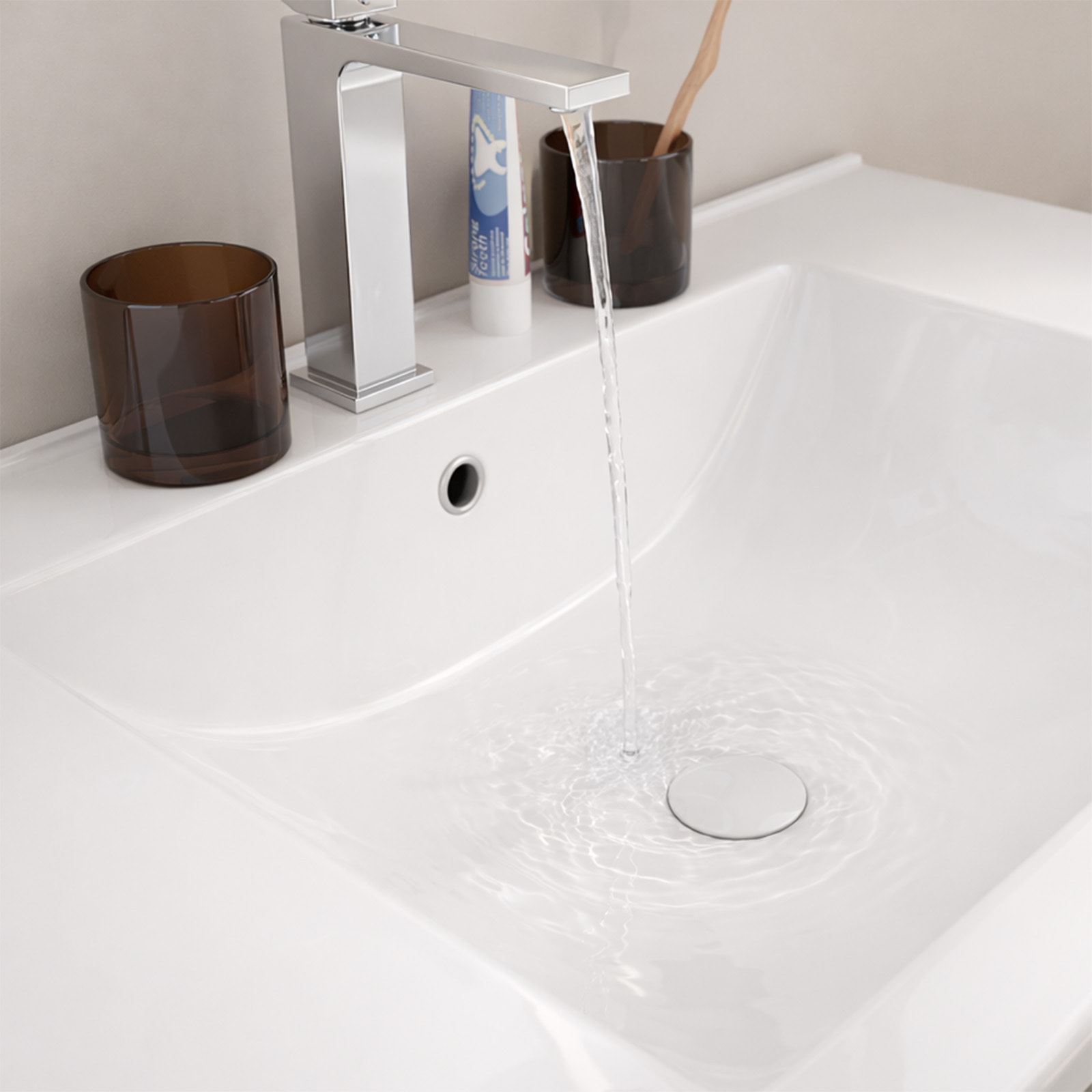 Meuble Salle de Bain Cranté Vert et Noir 80cm - 2 Tiroirs, Vasque et Miroir - MALO