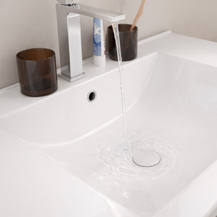 Meuble Salle de Bain Cranté Vert et Noir 80cm - 2 Tiroirs, Vasque et Miroir - MALO