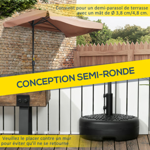 Pied de parasol demi-round à remplir avec 18 kg d'eau / 21 kg de sable - pour mât de Ø 38-48 mm - 50 x 31 x 38cm - noir