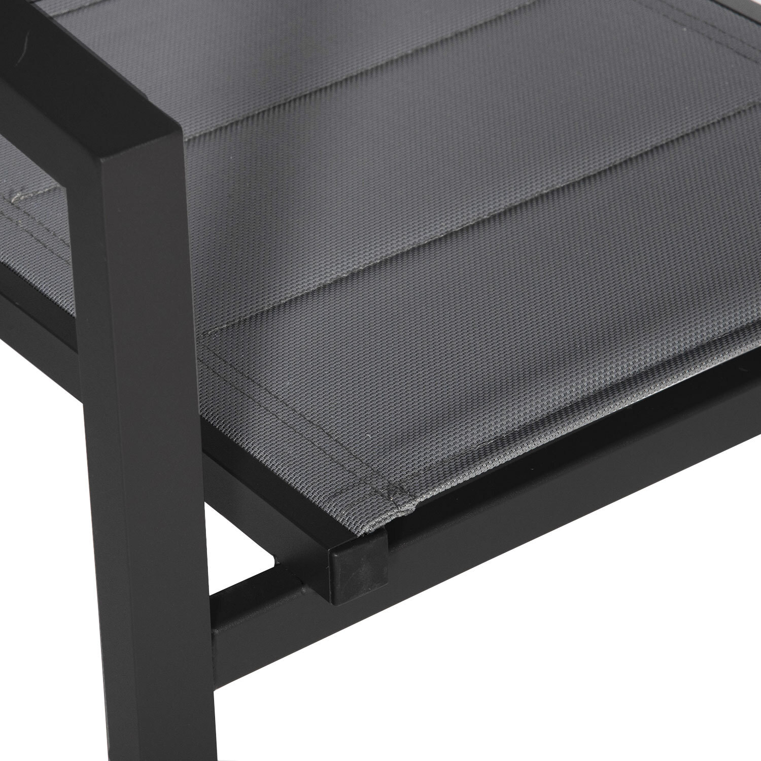 Lot de 6 chaises rembourrées en aluminium anthracite - textilène gris