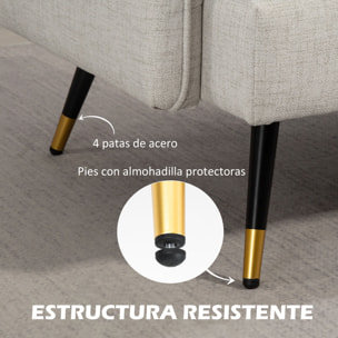 Sofá de 2 Plazas Tapizado en Lino Sofá de Salón 139 cm con Cojines Reposabrazos y Patas de Acero para Dormitorio Oficina Carga 240 kg Crema