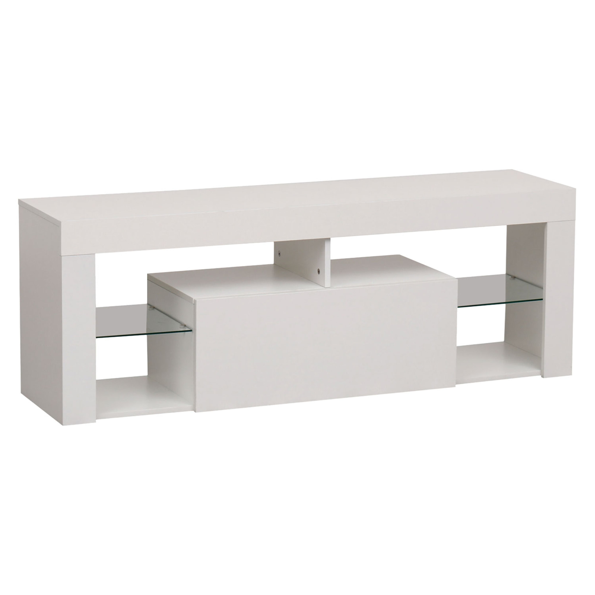 Meuble TV 140cm blanc à LED DARYL