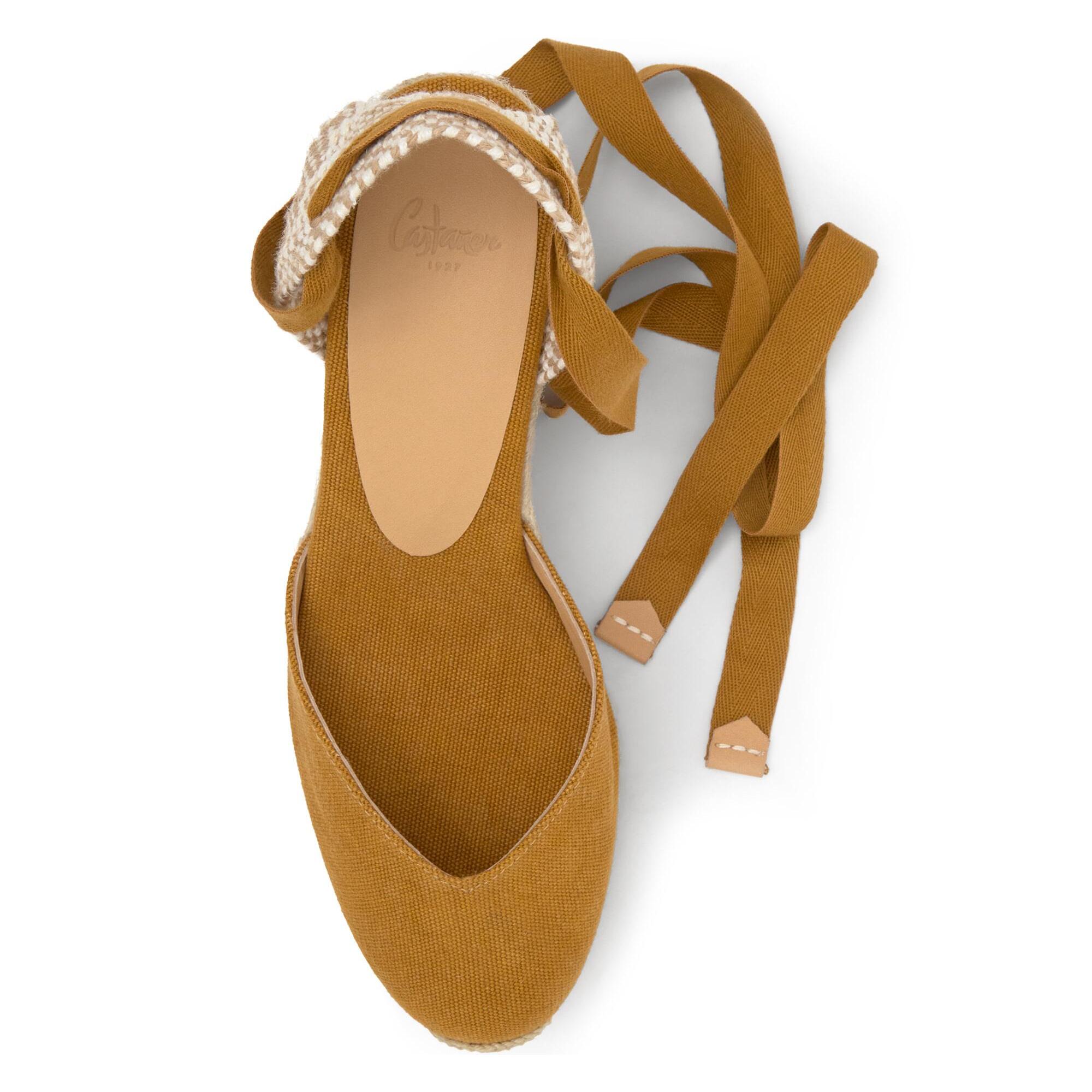 Alpargata de cuña Chiara en algodón orgánico lavado con cierre de cintas