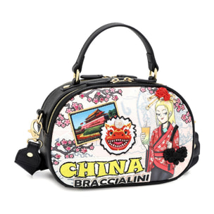 Borsa a mano da donna In Poliestere e Poliuretano Prodotto artigianale 24x18x11 cm