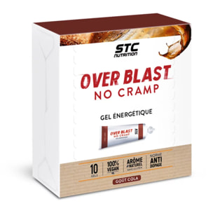 STC NUTRITION - Over Blast® No Cramp - Gel énergétique pour le sport - Nutrition sportive - Limite les sensation de lourdeurs dans les jambes - Texture liquide - 10 dosettes - Cola - Texture gel