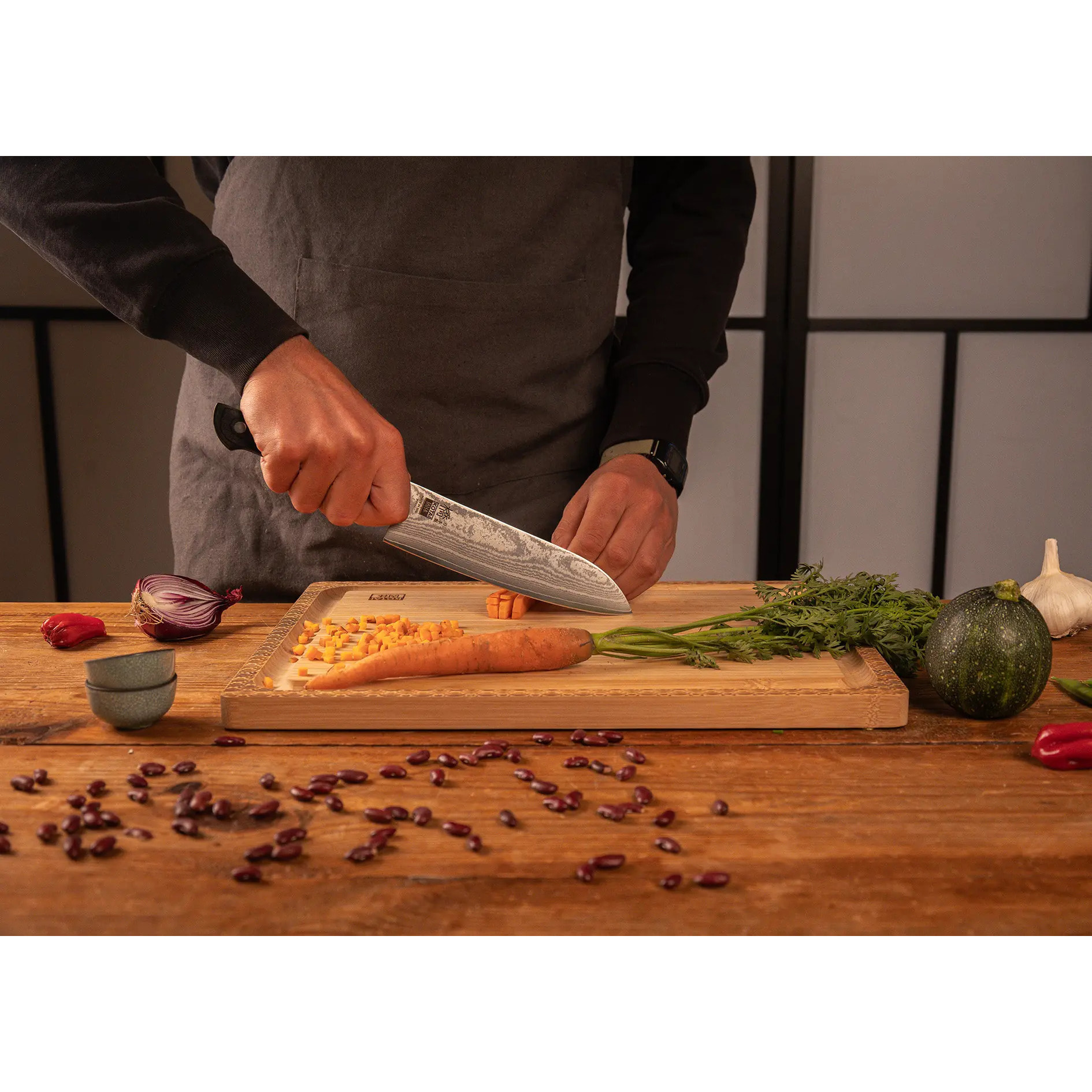 Cuchillo Santoku 180 mm - Colección Hashi Damascus