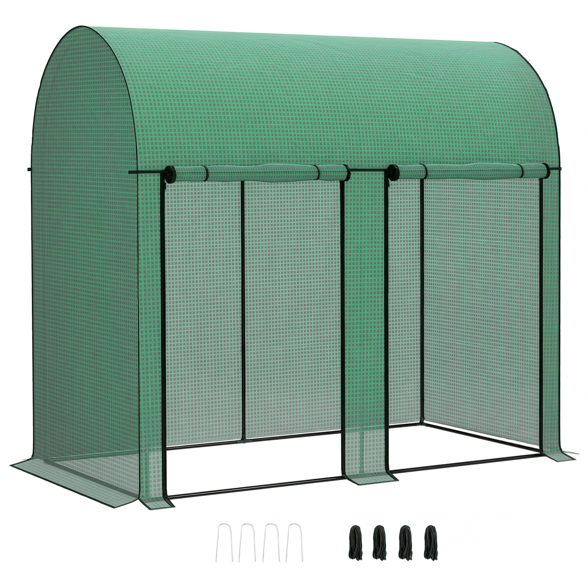 Invernadero de Exterior Invernadero de Jardín con 2 Puertas Enrollables con Cremallera Marco de Acero y Cubierta de PE 140g/m² Anti-UV Impermeable para Plantas Flores 200x100x178 cm Verde
