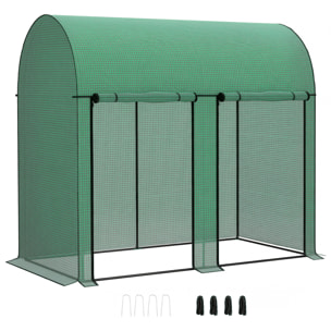 Invernadero de Exterior Invernadero de Jardín con 2 Puertas Enrollables con Cremallera Marco de Acero y Cubierta de PE 140g/m² Anti-UV Impermeable para Plantas Flores 200x100x178 cm Verde