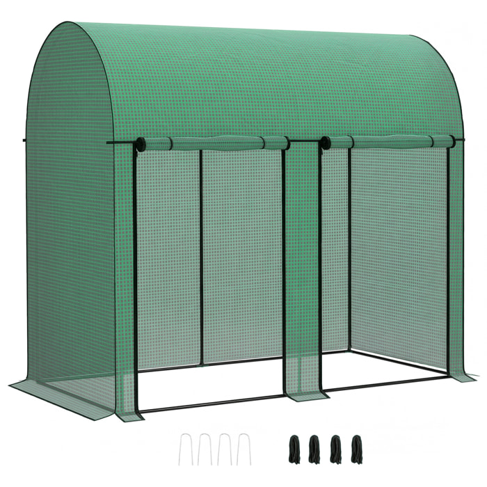 Invernadero de Exterior Invernadero de Jardín con 2 Puertas Enrollables con Cremallera Marco de Acero y Cubierta de PE 140g/m² Anti-UV Impermeable para Plantas Flores 200x100x178 cm Verde