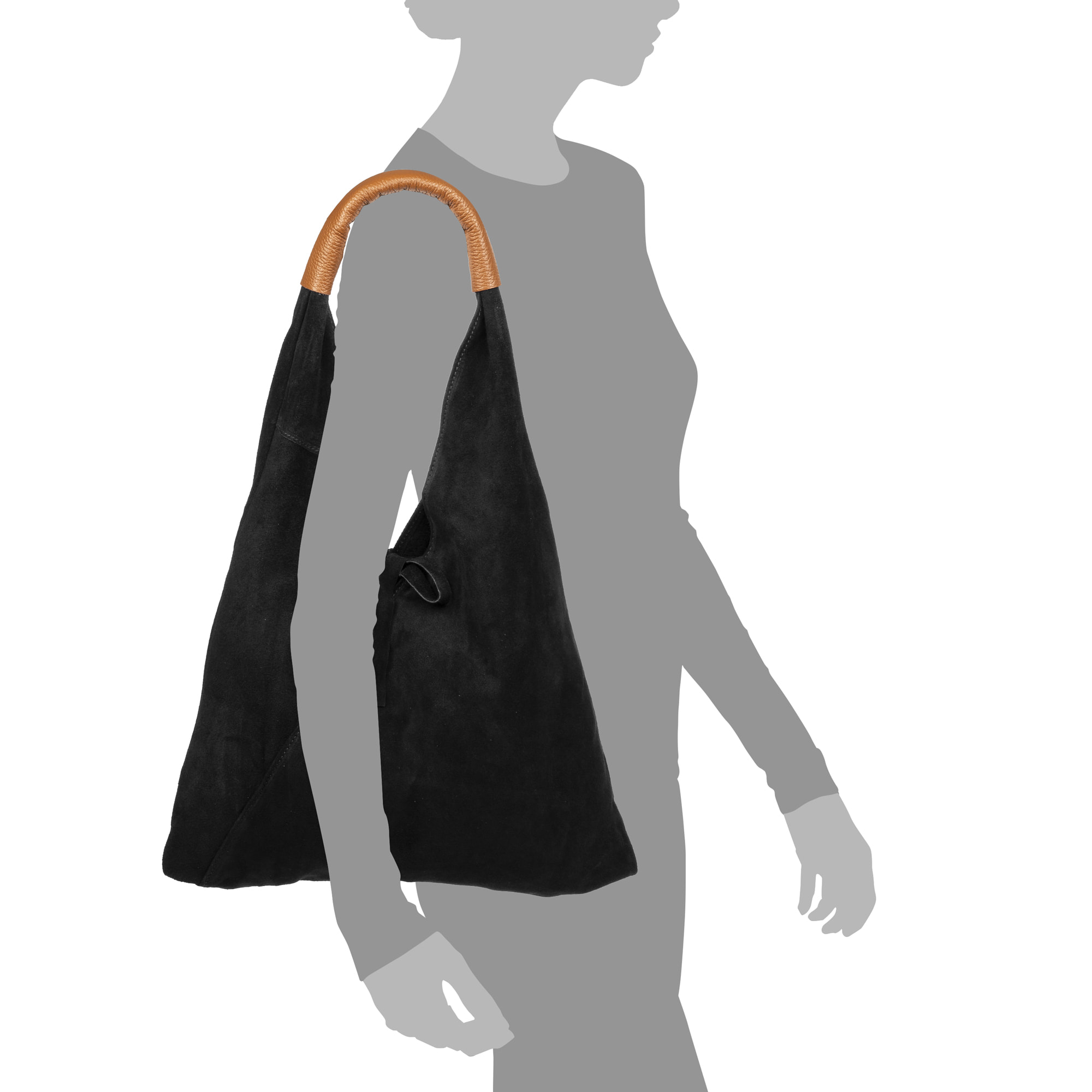 Agnana Borsa Shopper Donna. Pelle autentica Camoscio e Dollaro.