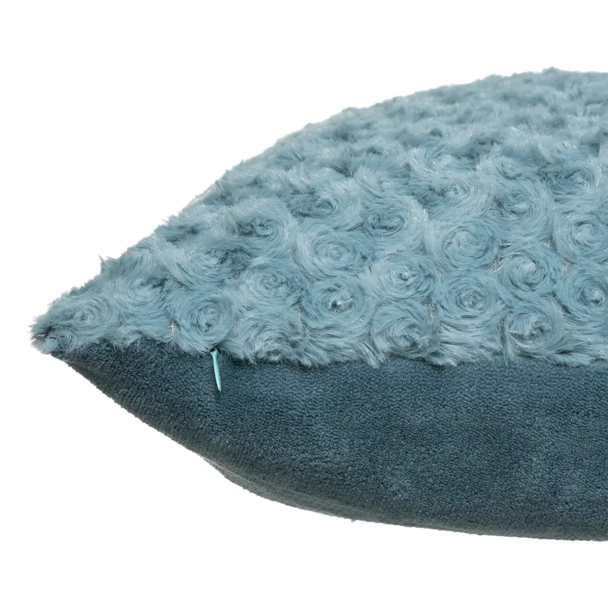 Coussin fourrure bouclé bleu orage - 45x45 cm