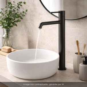 Mitigeur lavabo bec haut PAINI Cox Slim noir mat avec vidage clic-clac