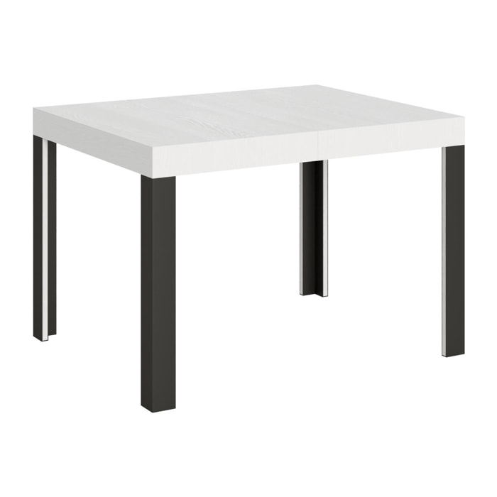 Mesa extensible 80x120/204 cm Linea Fresno Blanco estructura Antracita