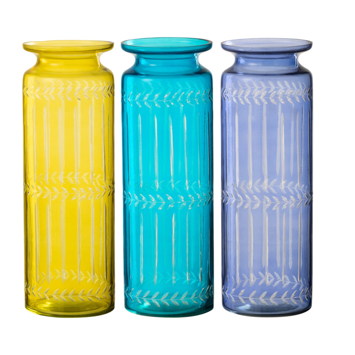 J-Line vase Tarifa - verre - mix - 3 pièces - 30 cm de hauteur