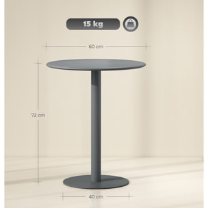 Mesa de Comedor Redonda para 2 Personas Mesa de Cocina de Acero para Interior y Exterior Ø60x72 cm Gris