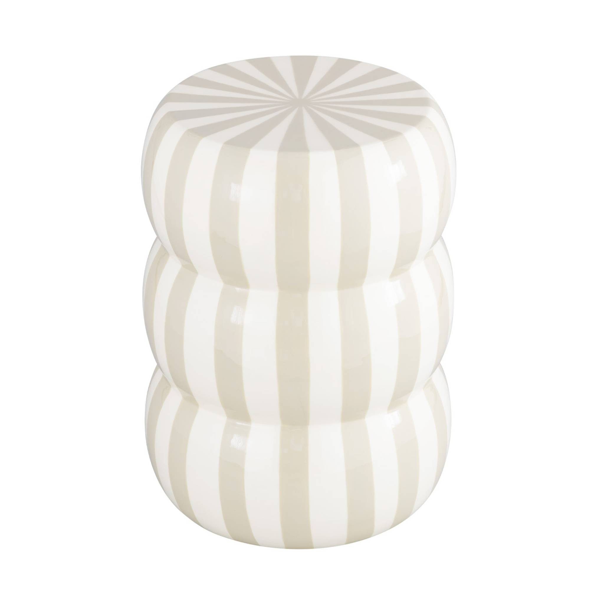 Table d'appoint. bout de canapé. table de chevet acier émaillé beige et blanc Ø33x H 46cm - Loli