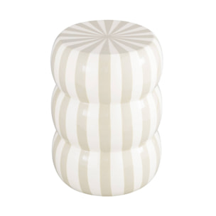 Table d'appoint. bout de canapé. table de chevet acier émaillé beige et blanc Ø33x H 46cm - Loli