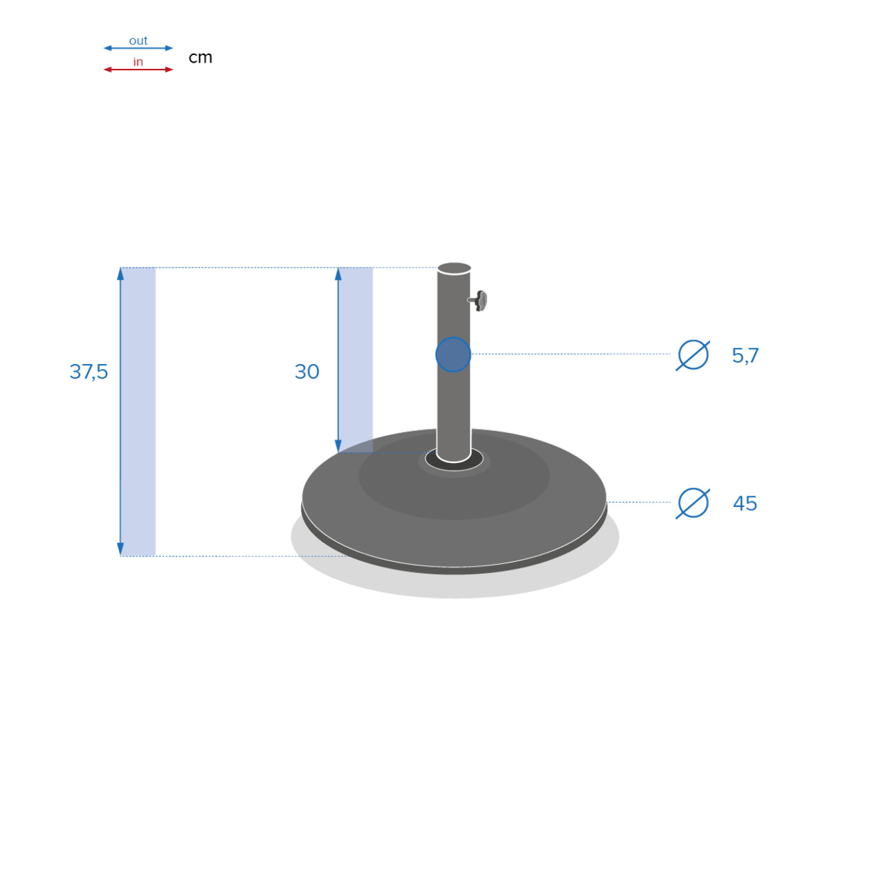 Pied de parasol rond Noir