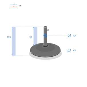 Pied de parasol rond Noir