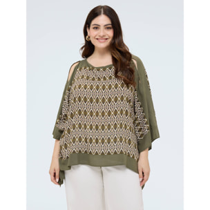 Fiorella Rubino - Blusa in raso di viscosa con stampa - Verde militare