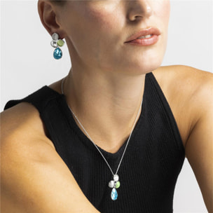 Collar con Cristal Azul acabado plata