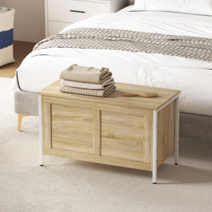 Baúl de Almacenaje para Dormitorio 95 L Banco de Almacenaje con Tapa Bisagra de Seguridad para Pasillo Salón 80x40x50 cm Roble