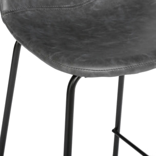 Lot de 2 chaises de bar "Vladi" effet cuir gris