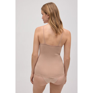 Canottiera con spalline in bambù beige