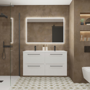 Ensemble Salle de Bain Vex | 140 cm Blanc | 4 Tiroirs | Lavabo Encastré | N'inclut pas Miroir | Meuble Monté | Alday