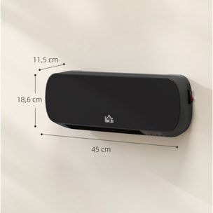 Radiateur mural soufflant 2000 W - chauffage céramique PTC - 3 niveaux de puissance - télécommande incluse noir