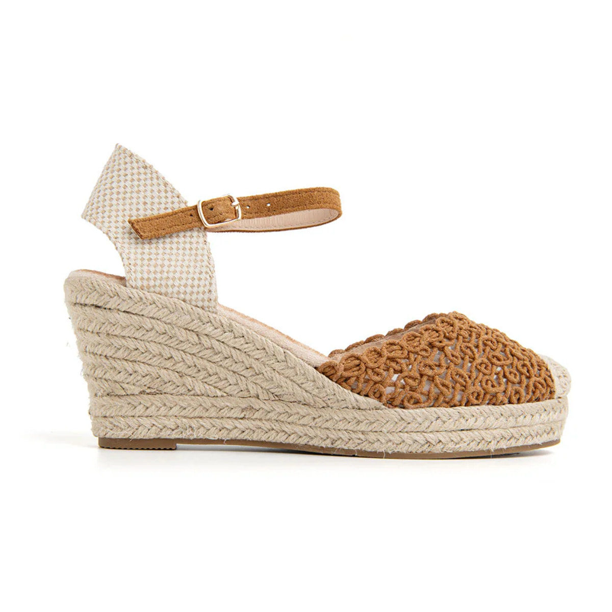 Campesina tacco 7 con punta traforata - CAMMELLO