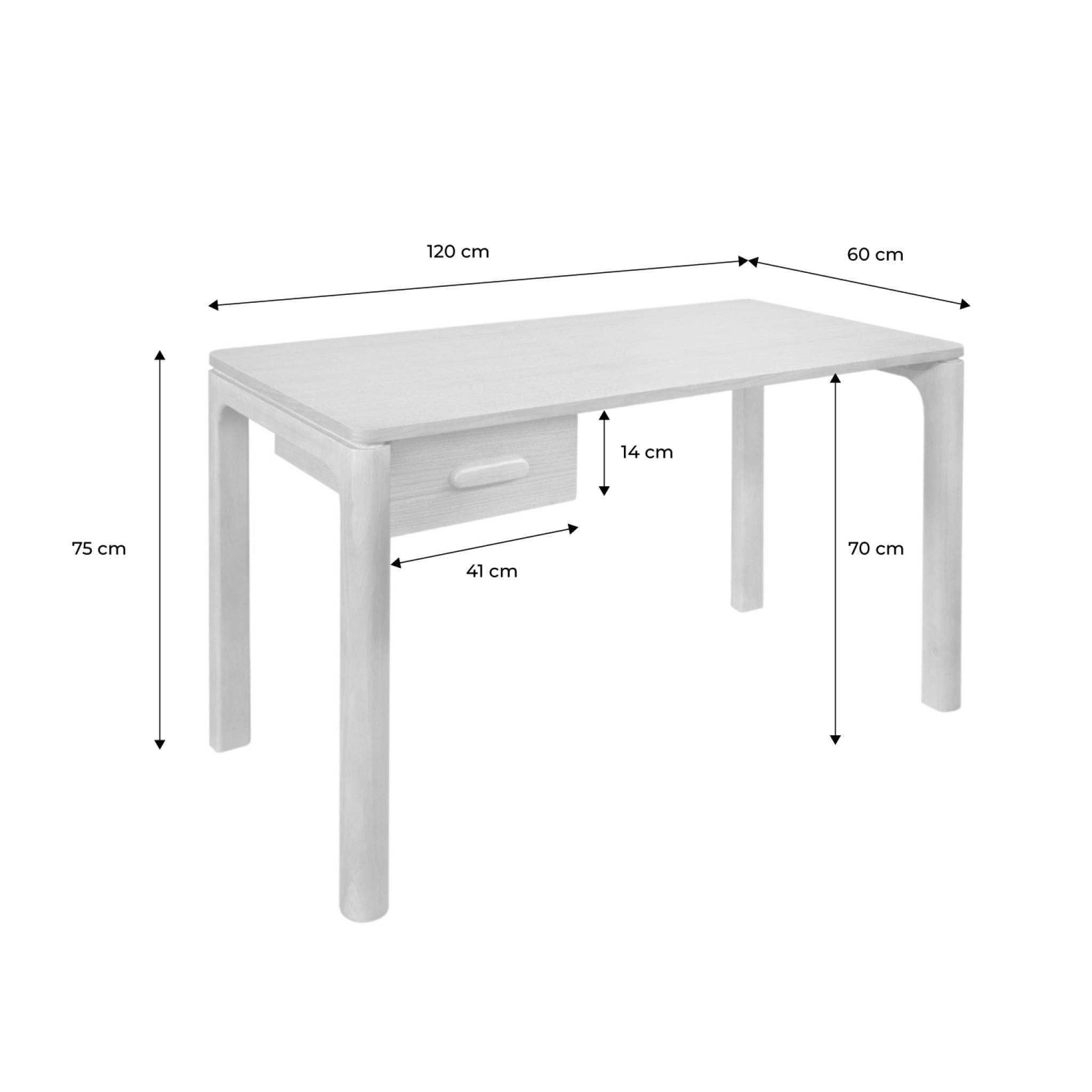 Bureau bois d'hévéa placage chêne 1 tiroir noyer - L 120 x l 60 x H 75 cm - Garance