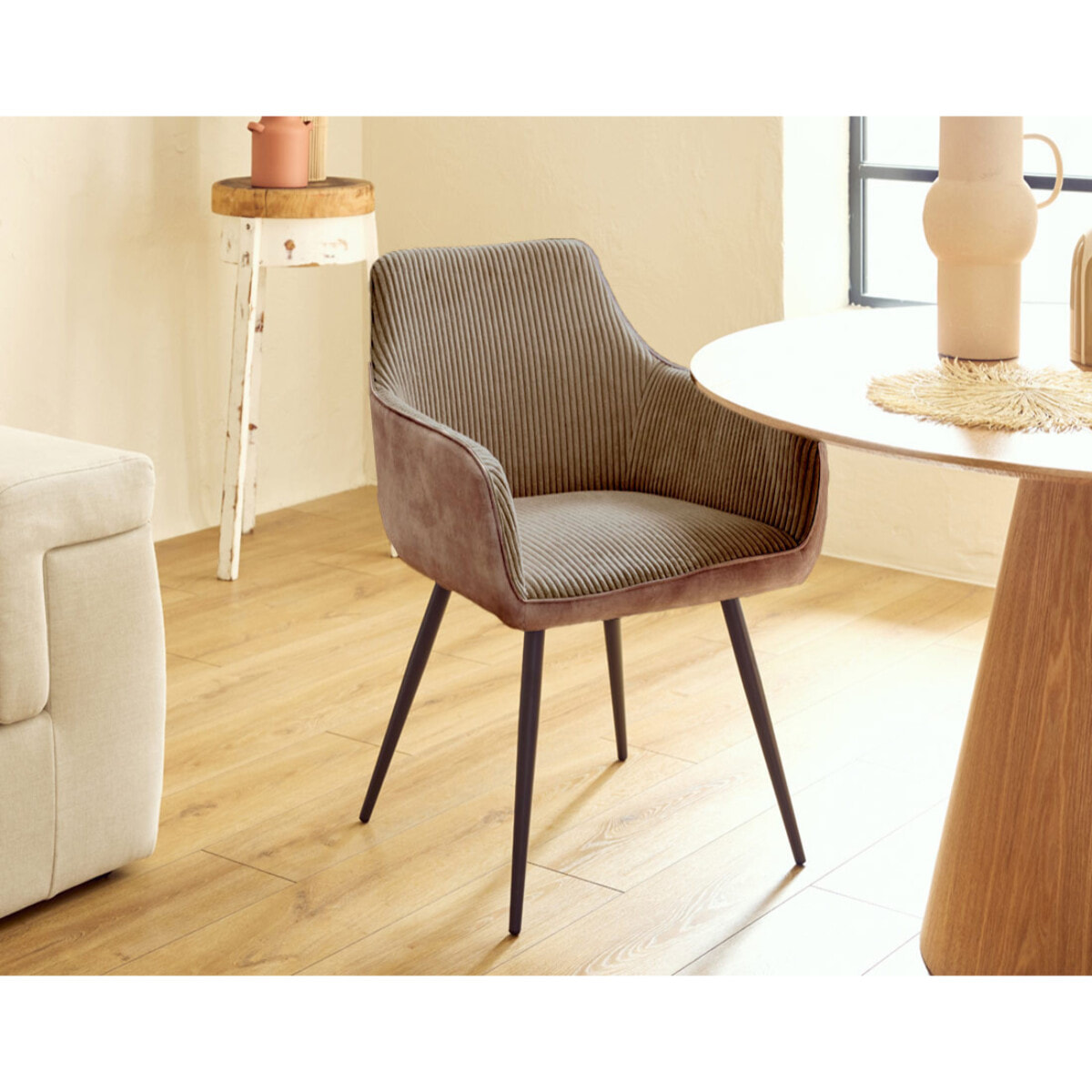 Lormi - lot de 2 fauteuils - en velours côtelé et velours - taupe - Taupe
