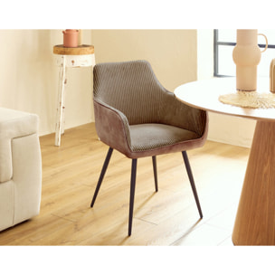Lormi - lot de 2 fauteuils - en velours côtelé et velours - taupe - Taupe