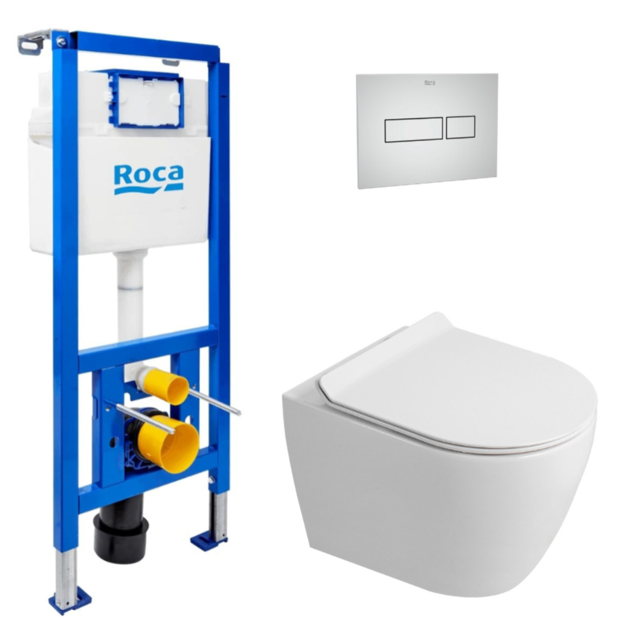 Pack WC bâti-support + WC suspendu sans bride Ceramia PixL avec abattant SoftClose + plaque (ROCEPXWT05-FR)