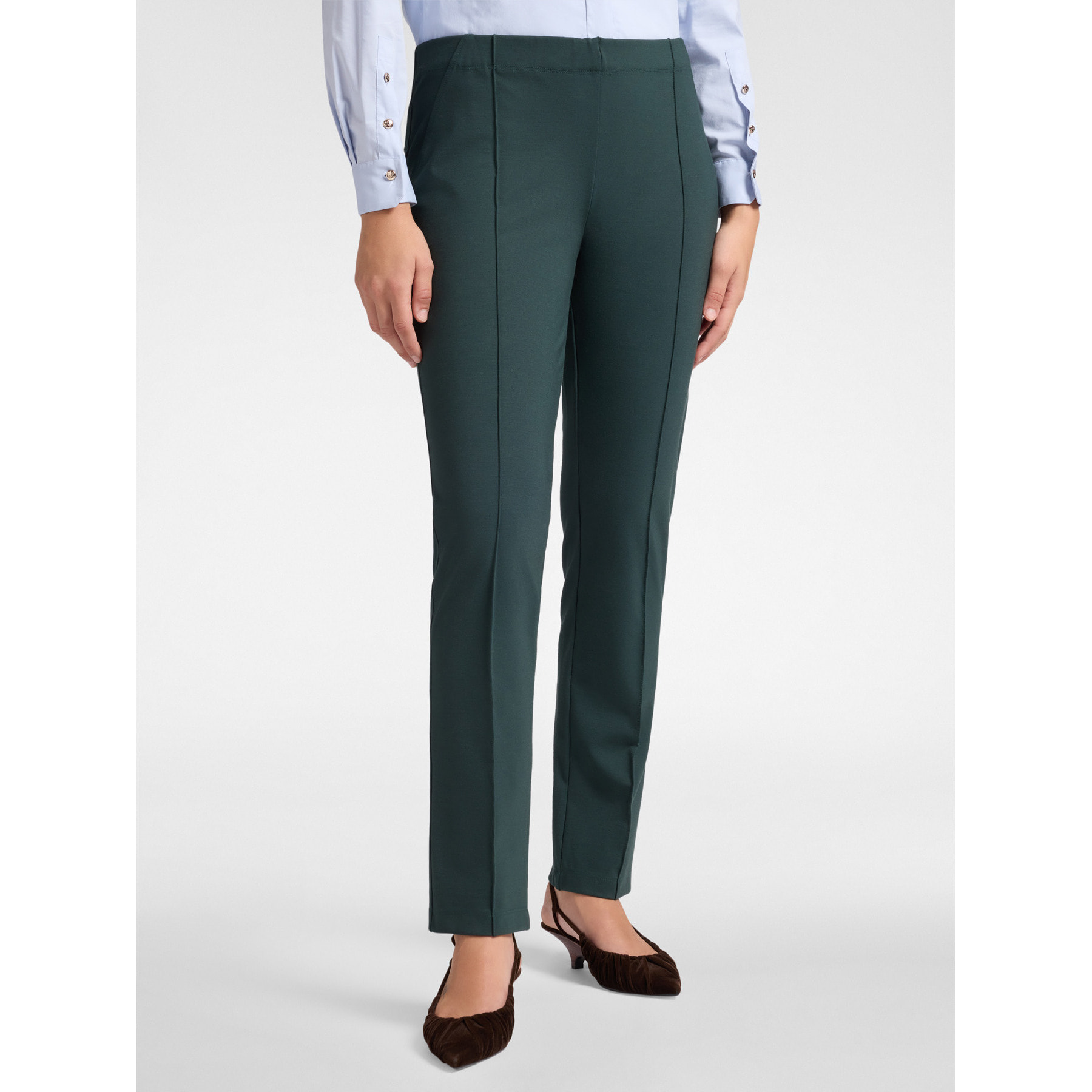 Elena Mirò - Pantalones slim fit en punto milanés - Verde