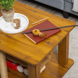 Mesa de Centro Hamaca para Gatos con 2 Postes Rascadores y Estante Inferior